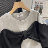 Large Front Spliced Bow Sweatshirt