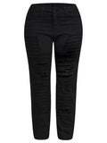 Plus Size Mid Waist Stretchy Ripped Jeans