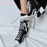 Square Toe Canvas Lace-Up  Boots