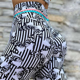 Striped Butterfly High Waist Leggings