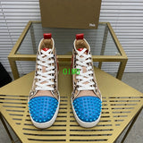 Red Sole Casual Leather Studded Sneakers