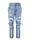 Slim Fit Multi Straps Jeans