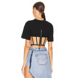 Crewneck Short Sleeve Fishbone Top