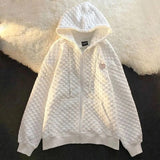 Waffle Zip up Pocket Sweater Hoodie