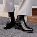 Leather Zip Pointed Toe Boots