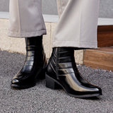Leather Zip Pointed Toe Boots