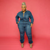 Plus Size Backless Chain Jean Romper