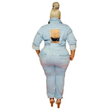 Plus Size Backless Chain Jean Romper
