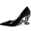 Butterfly Leather Pointed High Heels