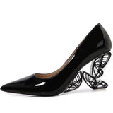 Butterfly Leather Pointed High Heels