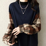 Casual Plaid Sleeve Sweatshirt