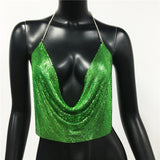 V Neck Rhinestone Backless Tank Top