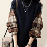 Casual Plaid Sleeve Sweatshirt