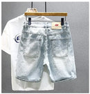 Paint Style Light Blue Jean Shorts
