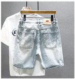 Paint Style Light Blue Jean Shorts