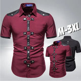 Punk  Rivet Short Sleeve Dress Shirt