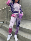 Purple Drawstring Bandana Sweat Suit