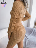 V-neck Knitted Fit Dress