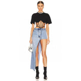 Crewneck Short Sleeve Fishbone Top
