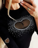 See Through Mesh Heart Blouse Top