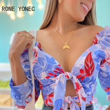 Double Tie Crop Blouse Top