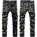 Slim-fit Stretch Black Letters Jeans