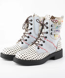 Polka Dot Fashion Square Heel Leather Boots