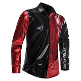 Glossy Split Color  Dress Shirt