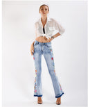Side Flowers Stretch Sim-fit Jeans
