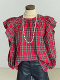 Plaid Ruffle Blouse Top