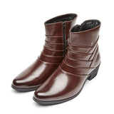 Leather Zip Pointed Toe Boots