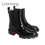 Patent Leather Round Toe Boots