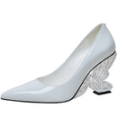 Butterfly Leather Pointed High Heels