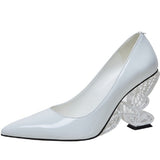 Butterfly Leather Pointed High Heels