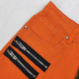 Straight Orange And Camo Jeans