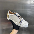 Gold And White Studded Sneakers