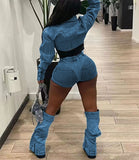 Mini Jacket And Jeans 2 Piece Shorts Set