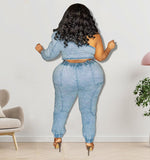 Plus Size Slanted Shoulder Jeans Romper