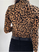 Leopard TurtleNeck Slim Fit Top