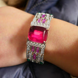 Dubai Red Garnet Stone Bangle Bracelet