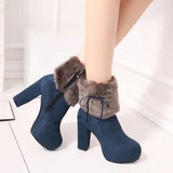 Round Toe Suede Zipper Boots