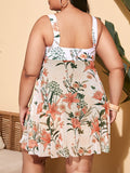 Plus size Plant Print One Piece