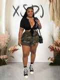 Plus Size Camouflage Skort Shorts