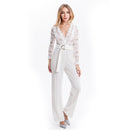 Lace Stitching Long Sleeve V-Neck Romper