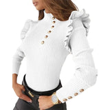 Elegant Ruffle Buttons Top