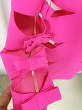 Cut Out Side Fluorescence Pink Dress
