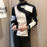 Two Color Half Turtleneck Sweater