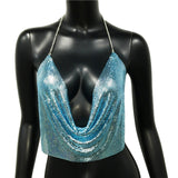 V Neck Rhinestone Backless Tank Top