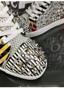 Striped Rhinestone Rivet High Top Sneakers
