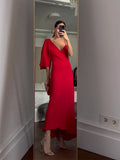 RED One Sleeve Long Dress